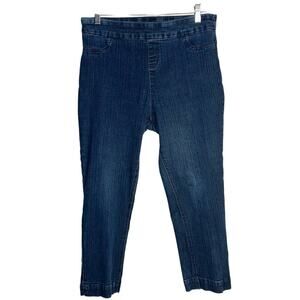 Soft Surroundings Pull-On Stretch Denim Cropped Pants Size M Blue Style 27851